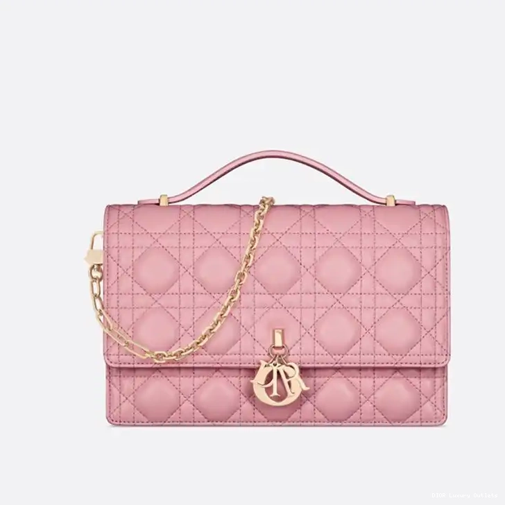 Bag Cannage Lambskin Dior Top Pink Small Miss Handle 0506 Luxury